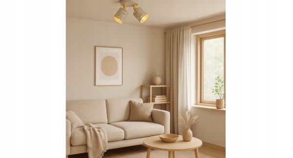 Deckenspot schwenkbar 2-flammig E27 L:32 cm Beige Gold