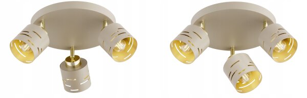 Deckenspot verstellbar 3-flammig Beige Gold E27 Ø30 cm