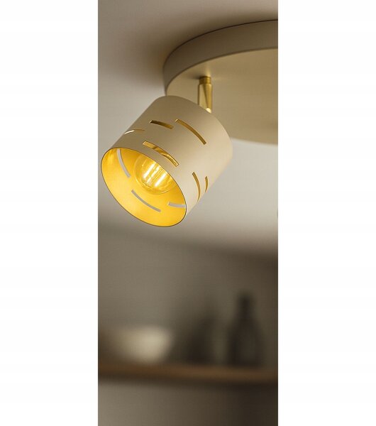 Deckenspot verstellbar 3-flammig Beige Gold E27 Ø30 cm