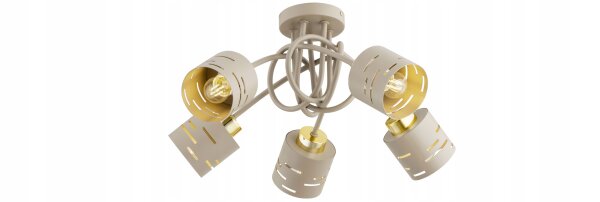 Deckenleuchte 5-flammig Beige Gold E27 L:50 cm Modern