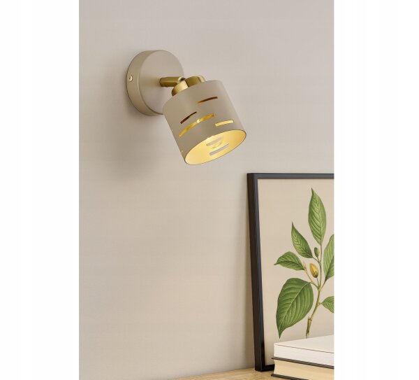 Wandspot schwenkbar Beige Gold E27 B:9 cm dekorativ