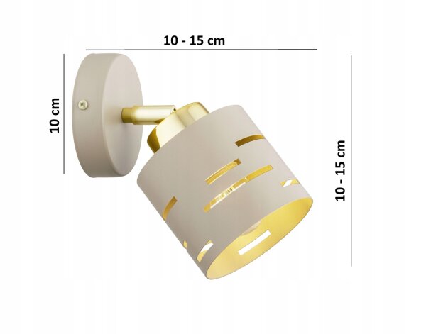 Wandspot schwenkbar Beige Gold E27 B:9 cm dekorativ