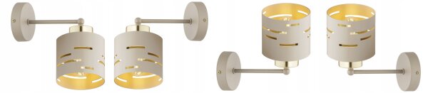 Wandleuchte Metall Beige Gold E27 T:20 cm wohnlich