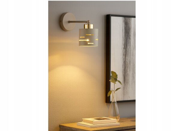 Wandleuchte Metall Beige Gold E27 T:20 cm wohnlich