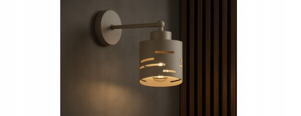 Wandleuchte Metall Beige Gold E27 T:20 cm wohnlich