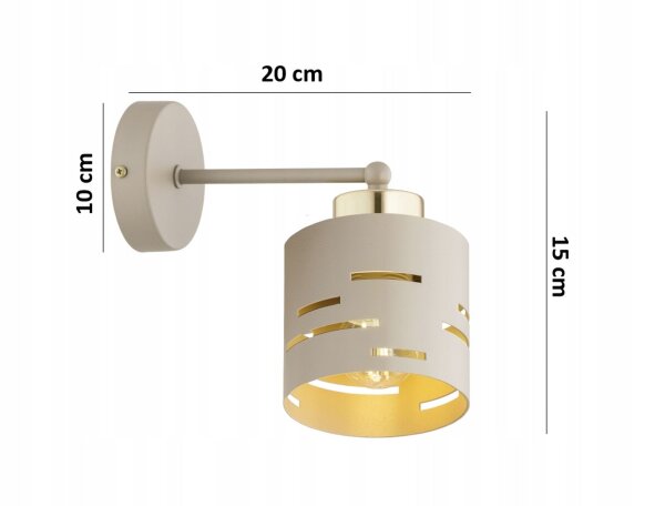 Wandleuchte Metall Beige Gold E27 T:20 cm wohnlich