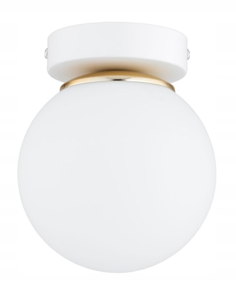 Deckenleuchte Glas Metall Weiß Gold E27 B:14 cm Modern