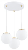 Pendelleuchte 3-flammig Glas Weiß Gold E27 B:30 cm