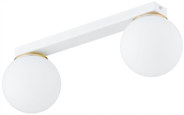 Deckenlampe Glas Weiß Gold 2-flammig E27 L:40 cm Modern