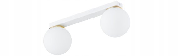 Deckenlampe Glas Weiß Gold 2-flammig E27 L:40 cm Modern