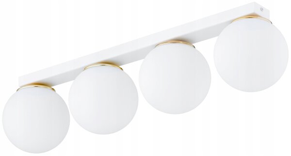 Deckenlampe 4-flammig Glas Weiß Gold E27 L:60 cm Modern