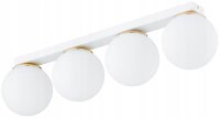 Deckenlampe 4-flammig Glas Weiß Gold E27 L:60 cm...
