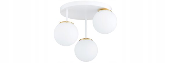 Deckenleuchte 3-flammig Glas Weiß Gold E27 B:30 cm