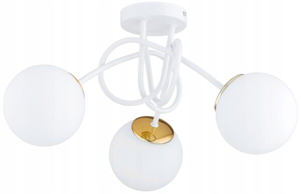 Deckenlampe Weiß Gold Glas 3-flammig E27 L:50 cm Modern