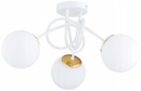 Deckenlampe Weiß Gold Glas 3-flammig E27 L:50 cm...