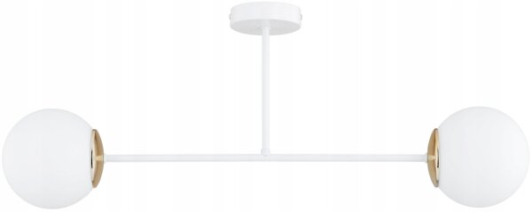 Deckenleuchte 2-flammig Glas Weiß Gold E27 B:70 cm