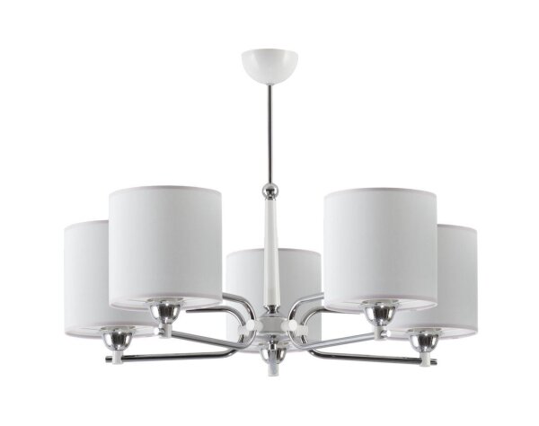 Lampe de plafond Gris Chrome Blanc Ø72cm 5x E27 Salle à manger