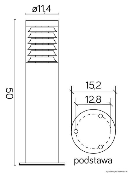 Pollerleuchte Edelstahl Schwarz E27 IP44 50 cm niedrig
