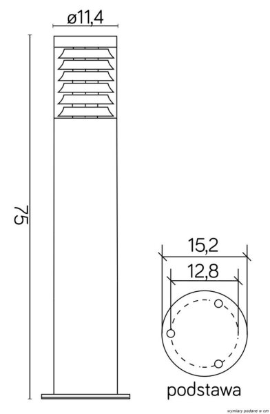 Pollerleuchte Edelstahl Schwarz E27 IP44 75 cm klein