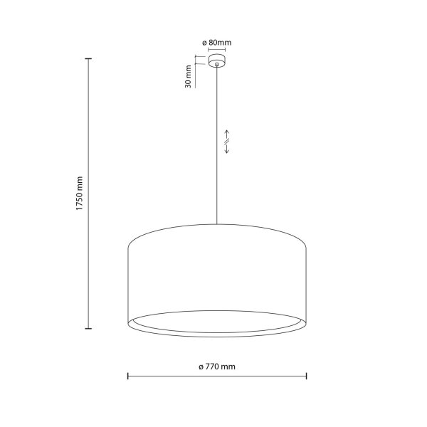 Pendelleuchte 3-flammig Stoff Metall Schwarz E27 Ø77 cm