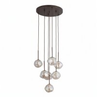 Pendelleuchte 7-flammig Glas Braun Cognac G9 Ø48,5 cm
