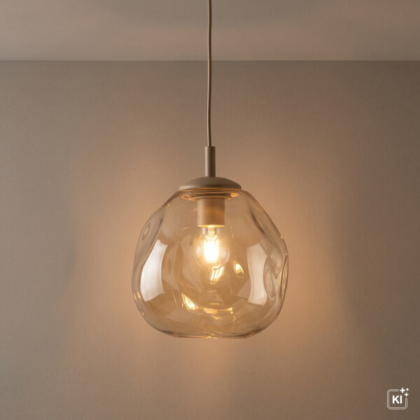 Pendelleuchte Glas Sandfarben Cognac E27 Ø35 cm modern