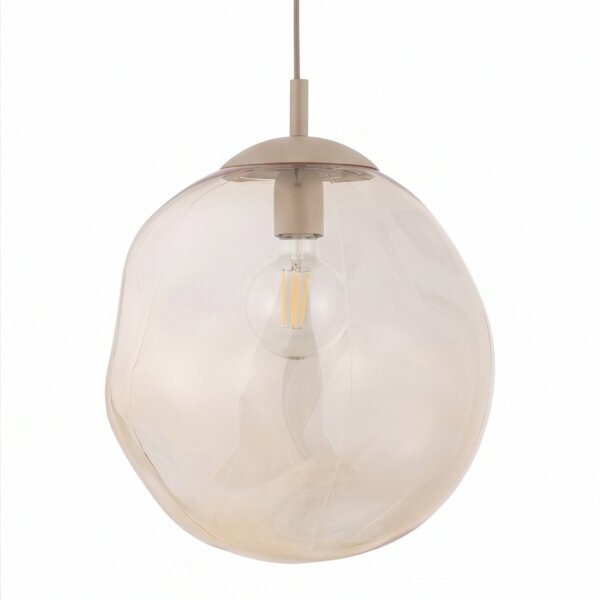 Pendelleuchte Glas Sandfarben Cognac E27 Ø35 cm modern