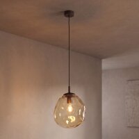 Pendelleuchte Glas Metall Braun Cognac E27 &Oslash;25 cm...