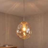 Pendelleuchte Glas Metall Sandfarben Cognac E27...
