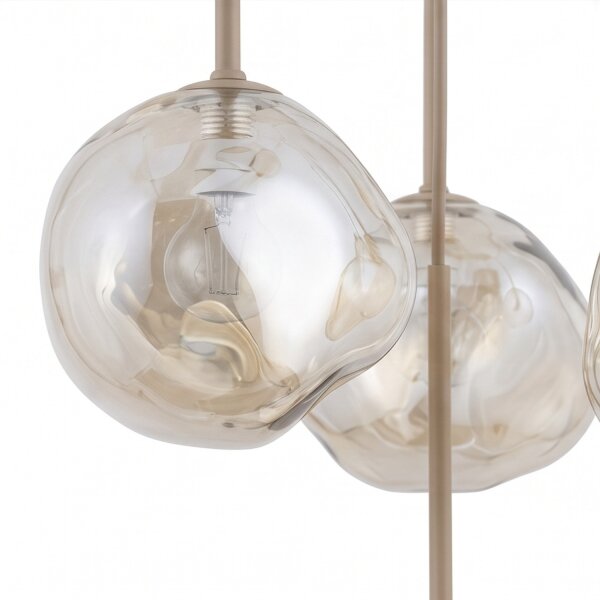 Pendelleuchte Glas Sandfarben Cognac G9 rund B:48,5 cm