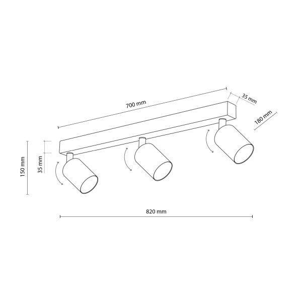Deckenspot drehbar 3-flammig Metall Weiß GU10 L:77 cm