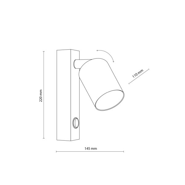 Wandspot verstellbar Schalter Metall Weiß GU10 H:22 cm
