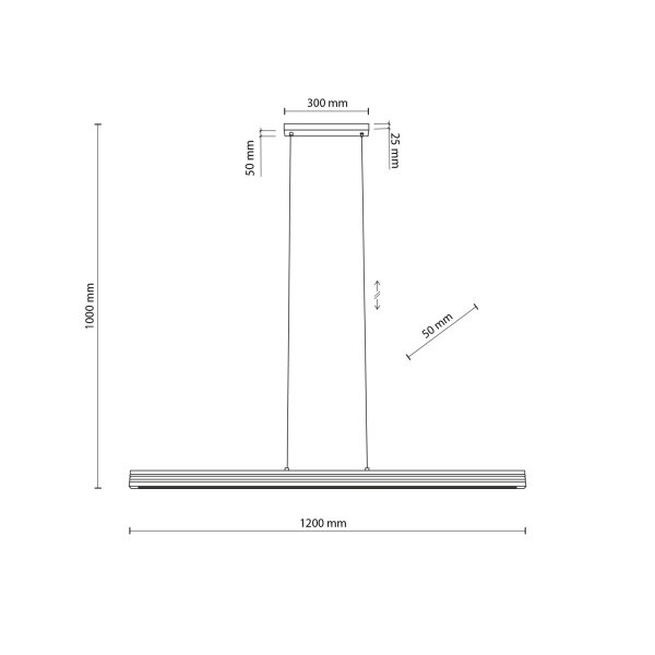 LED Pendelleuchte Holz Metall 3000K L:120,5 cm wohnlich