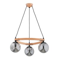 Hängelampe blendarm 3-flammig Holz Natur E14 B:52 cm