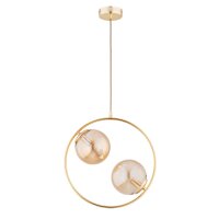 Hängelampe Glas Gold Bernstein 2-flammig E14 L:38,5 cm