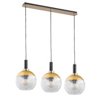 Hängelampe Glas Gold Klar 3-flammig E27 L:75 cm Modern