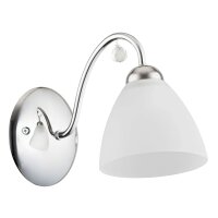 Wandlampe Glas Weiß Metall Chrom E27 B:13 cm Modern