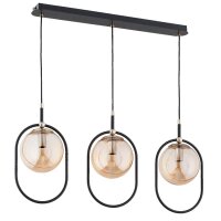 Hängelampe blendarm Glas Bernstein Schwarz E14 L:78 cm