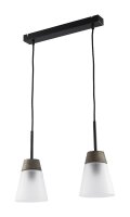 Lampe &agrave; suspendre Noir Blanc Verre 2xE27 Table de...