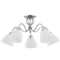 Deckenleuchte 5-flammig Glas Weiß Chrom E27 L:64 cm