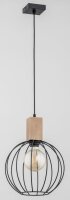 Hängelampe Holz Schwarz E27 Ø25 cm Kugel...