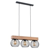 Hängelampe 3-flammig Holz Schwarz E27 60 cm wohnlich
