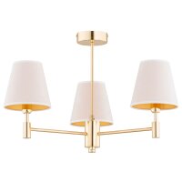 Deckenleuchte 3-flammig Stoff Weiß Gold E14 B:61 cm