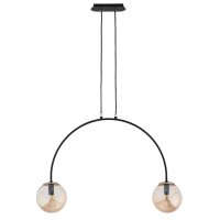 H&auml;ngelampe 2-flammig Glas Schwarz Bernstein E14 75 cm