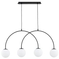 Hängelampe 4-flammig Glas Metall Schwarz E14 L:99 cm