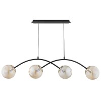 H&auml;ngelampe Bernstein Glas Schwarz E14 L:105 cm Modern