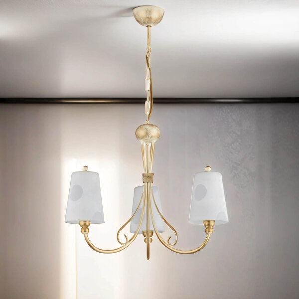 Lustre shabby or blanc verre ENANIA Lampe
