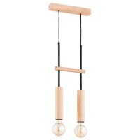 Hängelampe 2-flammig Holz Natur E27 L:20 cm wohnlich