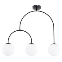 Deckenleuchte 3-flammig Glas Schwarz Weiß E14 L:70 cm