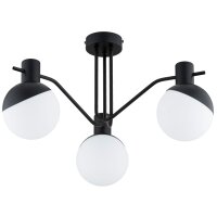 Deckenleuchte 3-flammig Glas Schwarz Weiß E14 H:34 cm